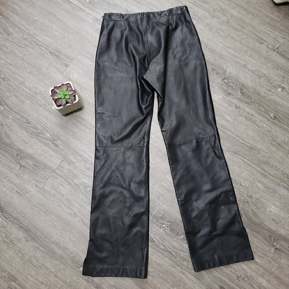 Black's Private Collection Vintage Genuine Leather Pants Sz 10 Wide Leg - Picture 3 of 6